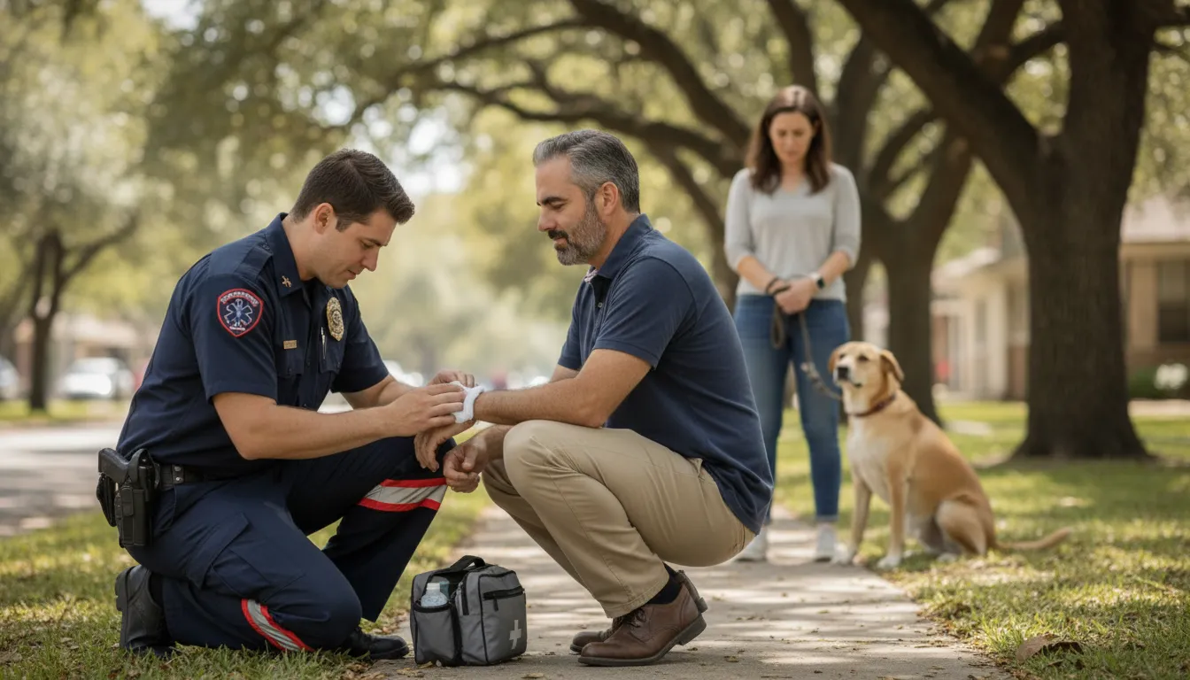 Austin dog bite victim receiving first aid after an attack