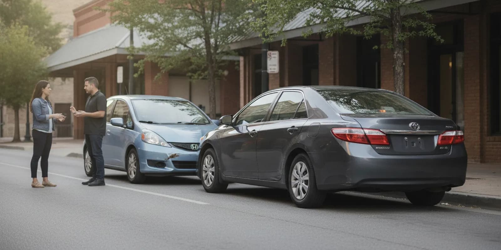 Rideshare vehicle stopped safely after a Texas road collision