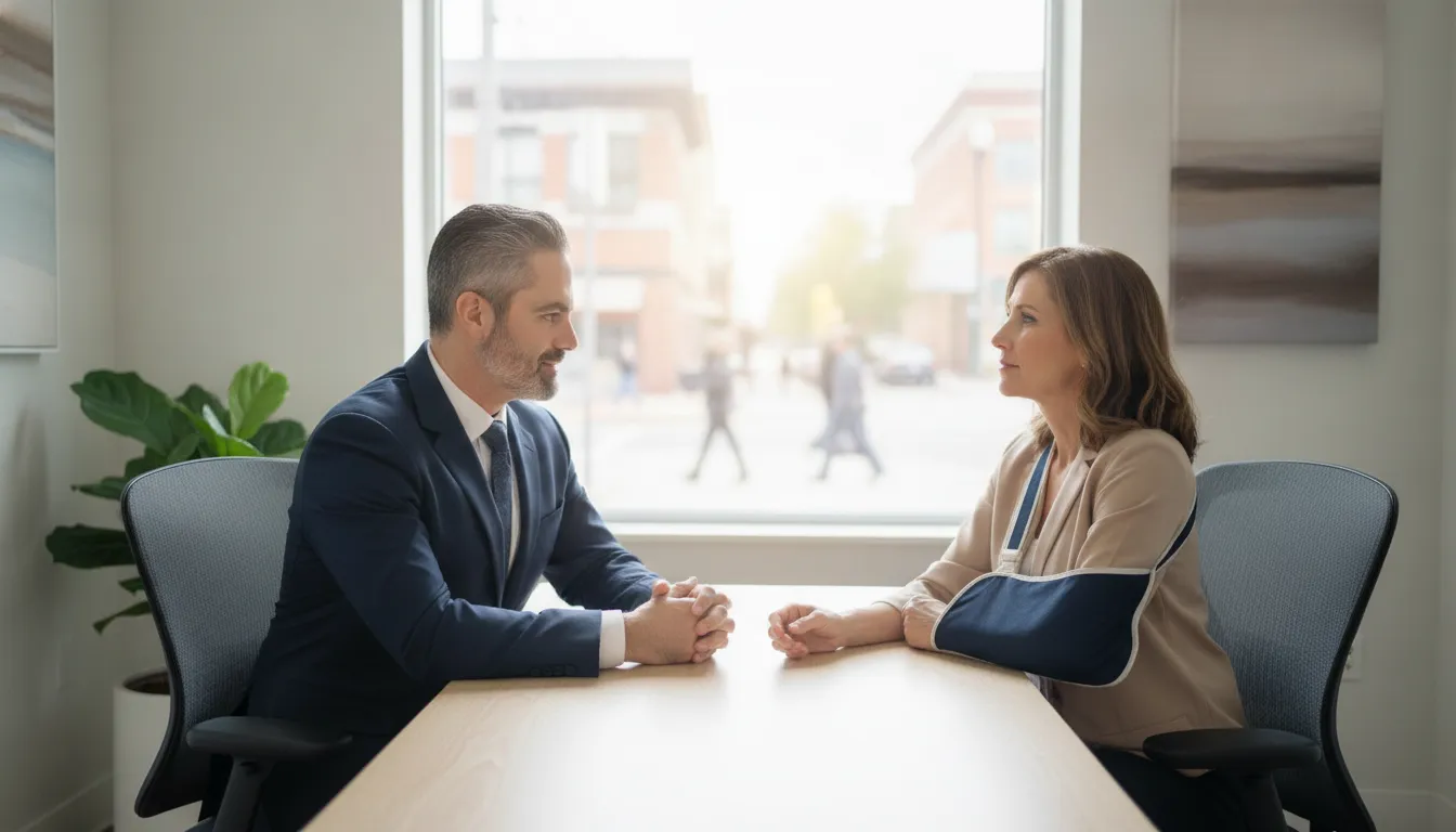 Texas injury lawyer listening to a client after a premises injury