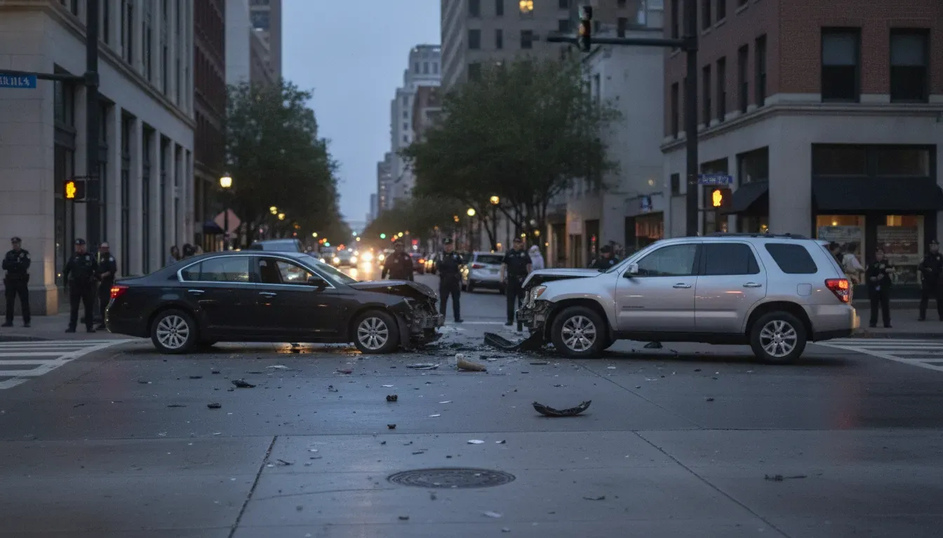 Damaged vehicles after a drunk driving crash in Texas