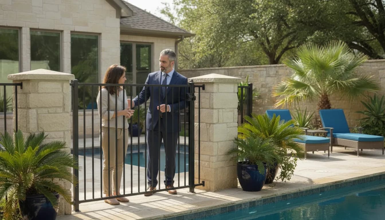 Family pool area with a secured gate in Austin