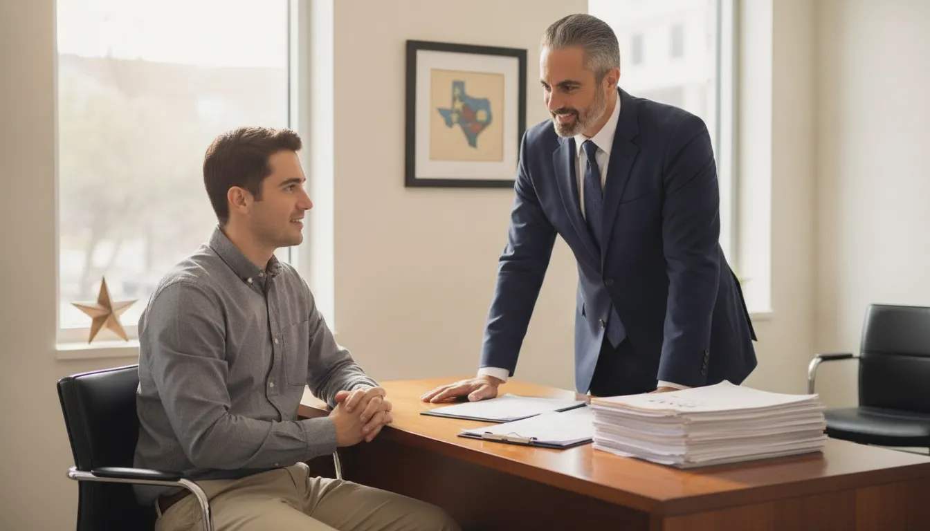 Attorney reviewing a Texas injury claim with an Austin client