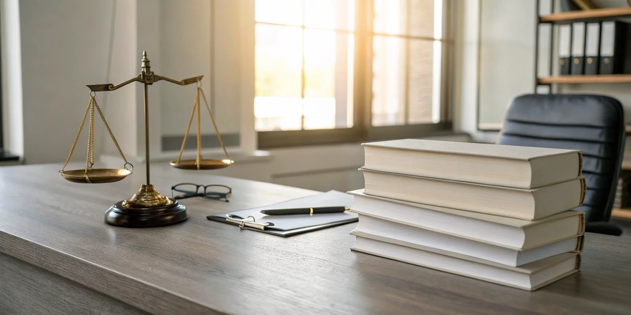 Legal scales, law books, and documents for a wrongful death lawsuit.