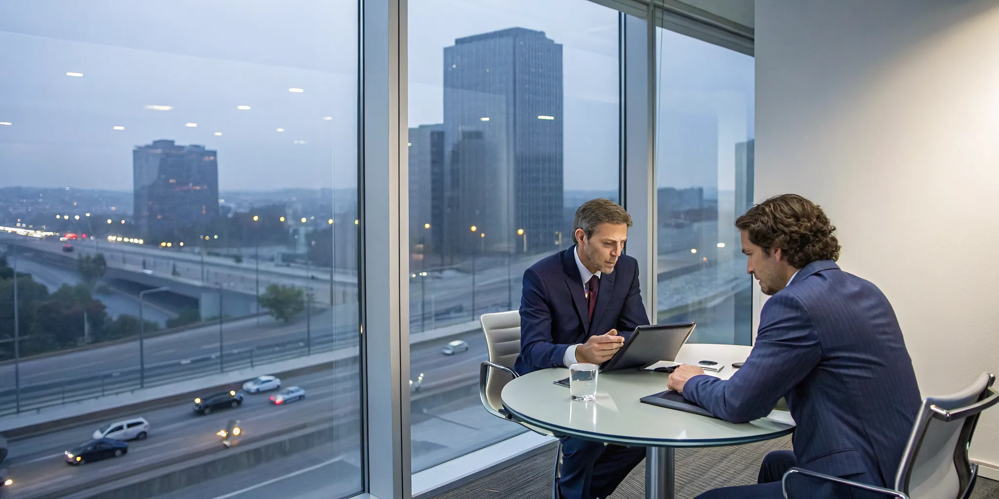 A man gets legal advice from a truck collision attorney after an accident.