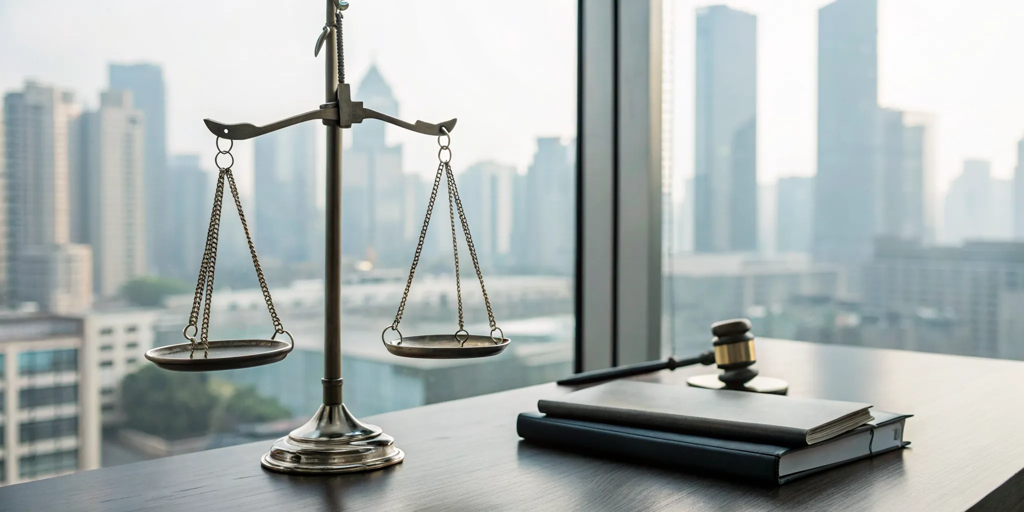 Scales of justice and a gavel weighing the chances of winning a wrongful death suit.