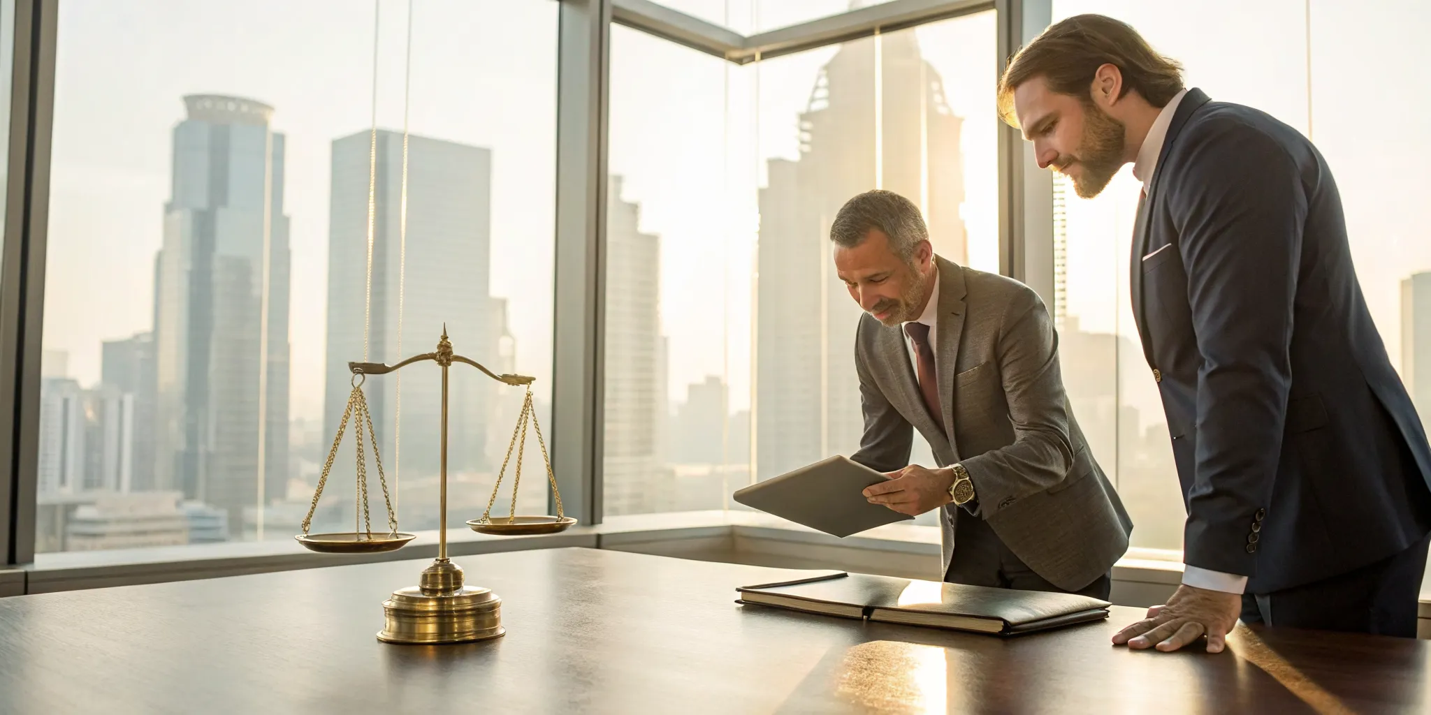 Two lawyers discussing a contingency fee for a personal injury case.