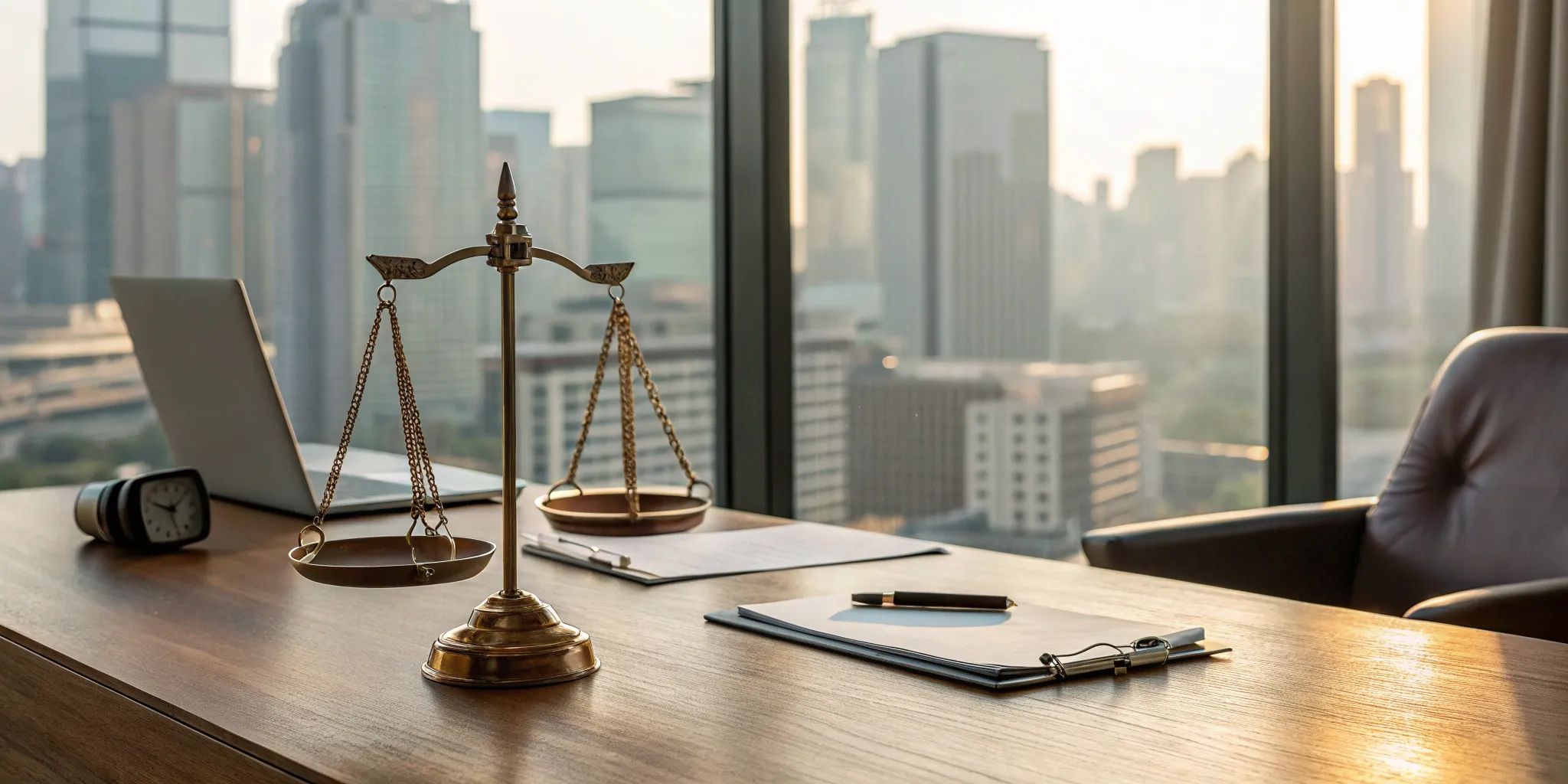 Scales of justice on a desk, weighing the worth of a Texas dog bite lawsuit.