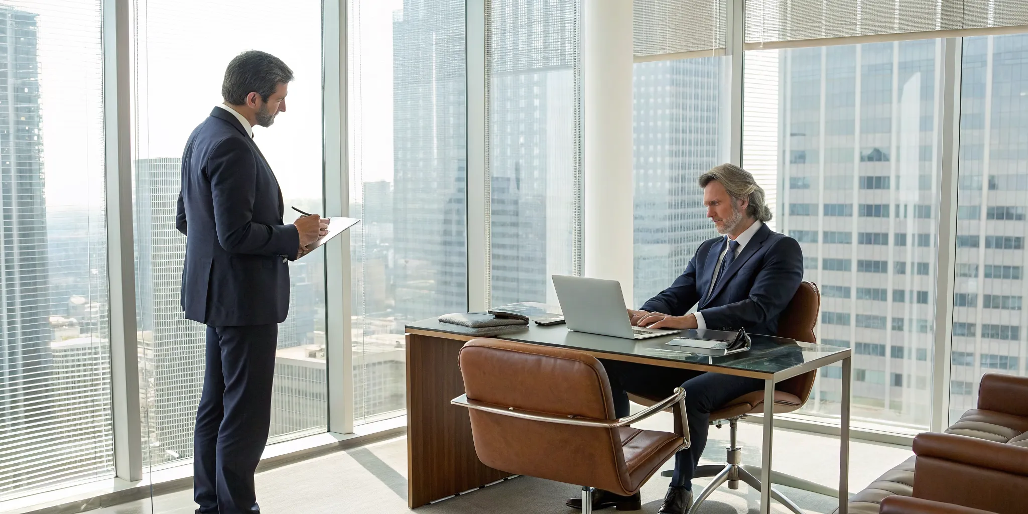 A man discussing his case with a car accident lawyer to decide if he needs to hire one.