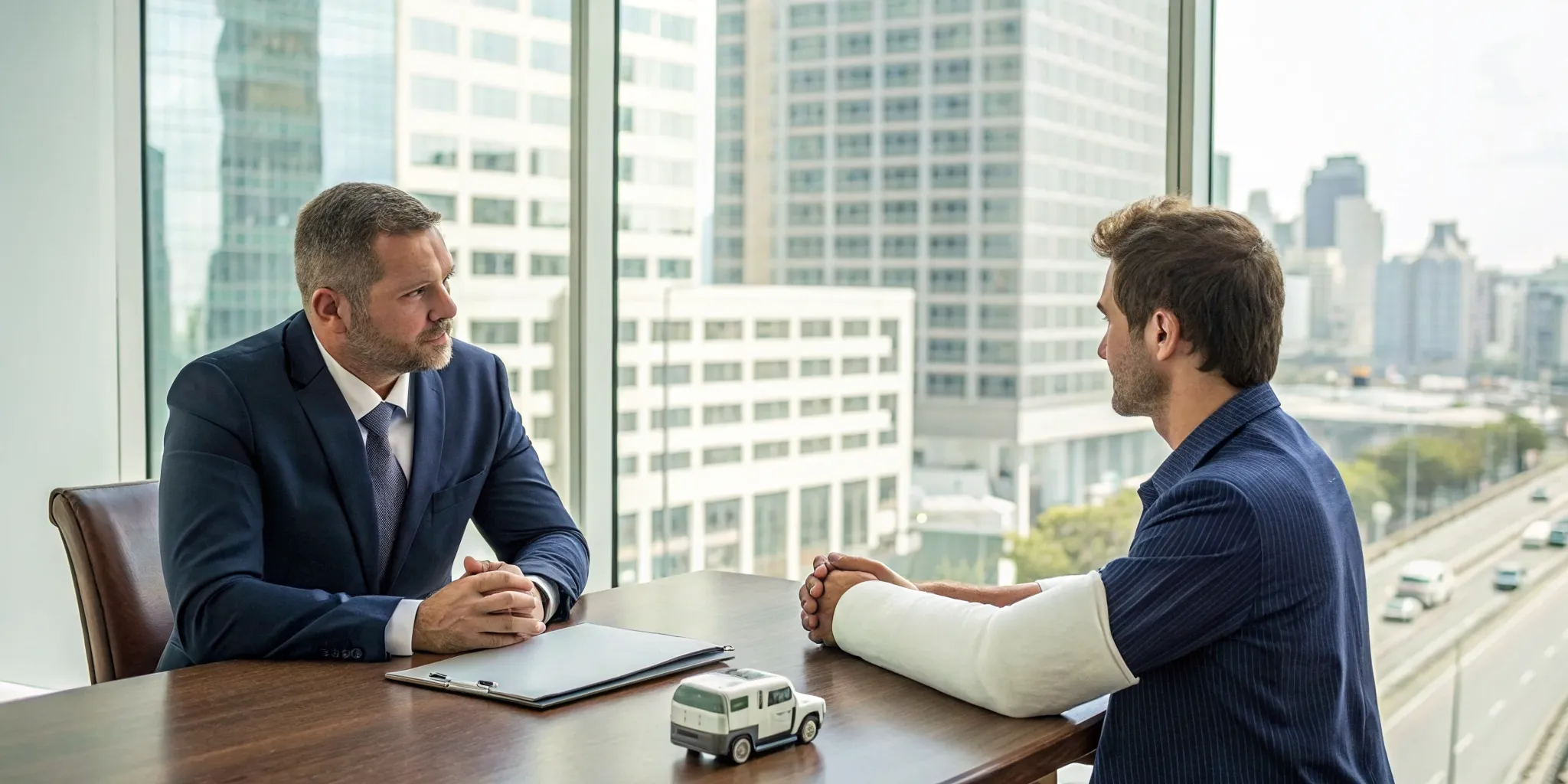 Harlingen commercial truck accident lawyer advises an injured client.