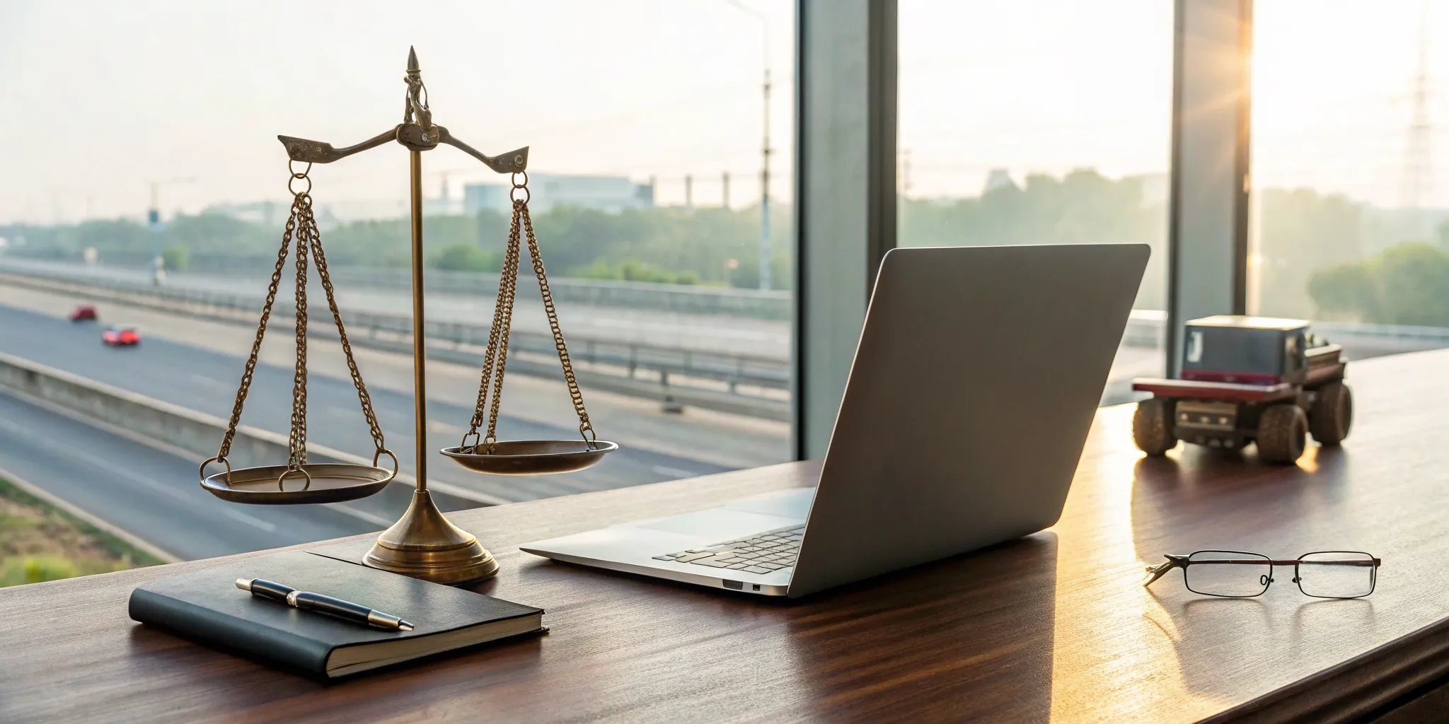 Scales of justice for an 18-wheeler accident lawyer in Denton.